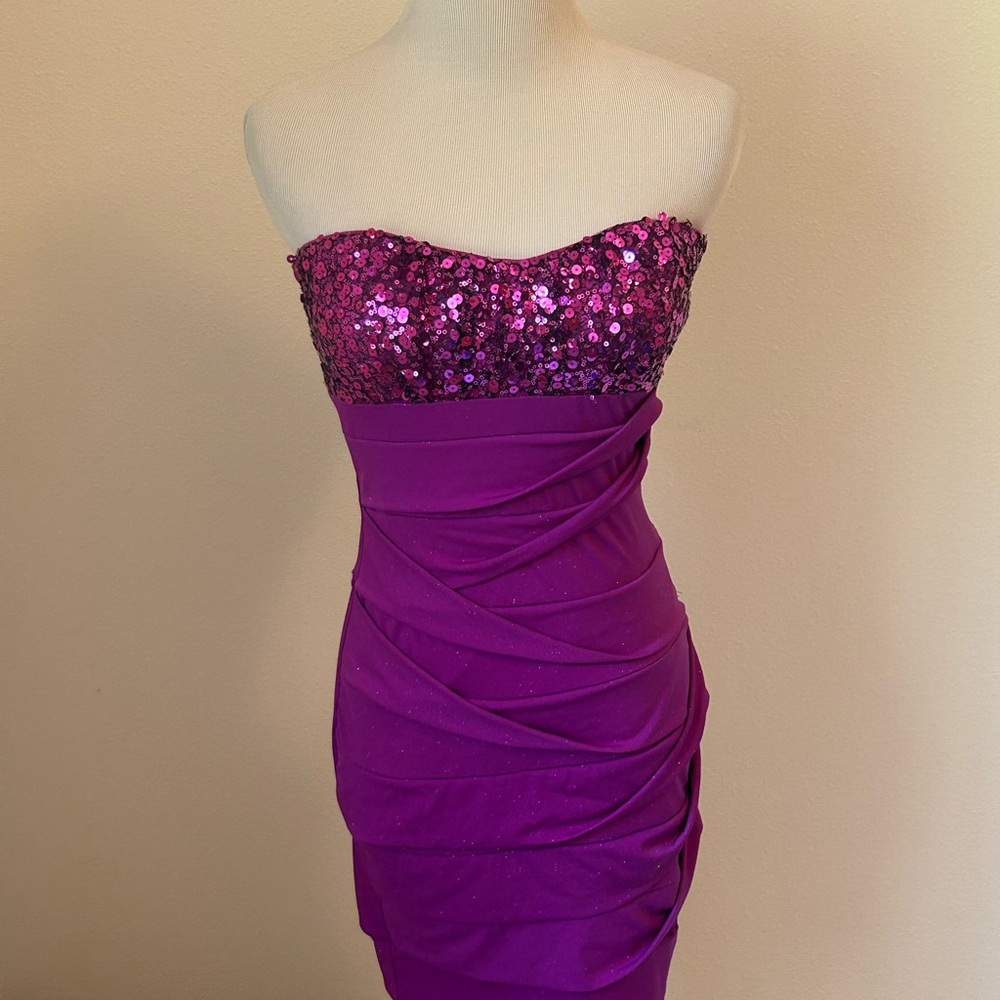 Ruby Rox Purple Sequin Ruched Mini Dress